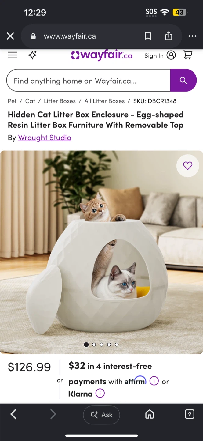 Cat Litter Box Enclosure Wrought Studio Hidden - photo 3