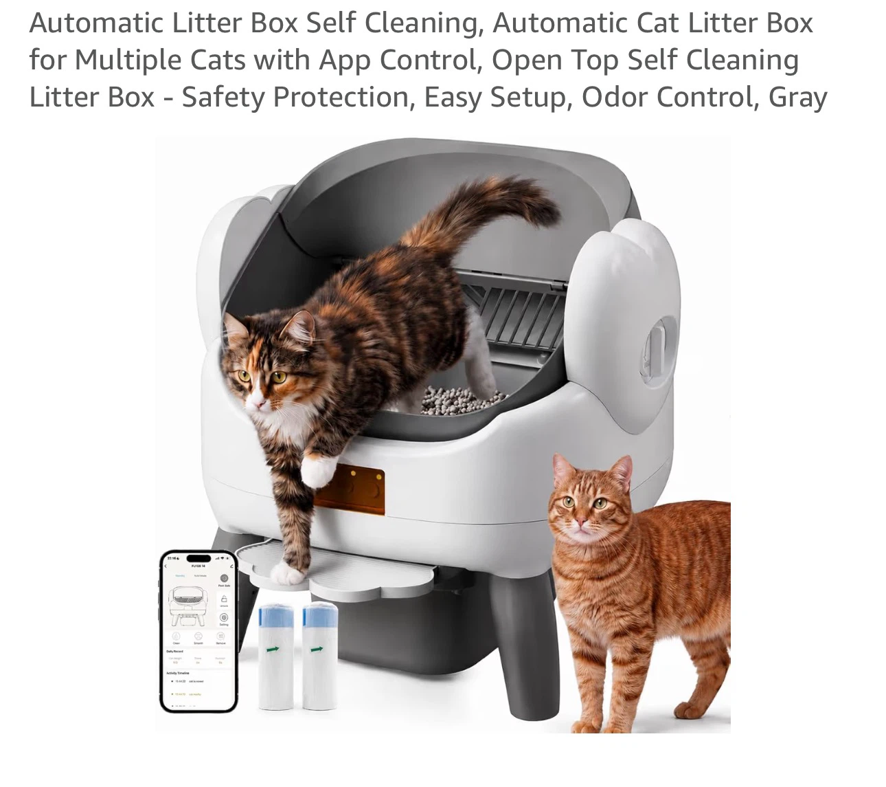 Automatic Cat Litter Box Self Cleaning  App Control Gray CAT3