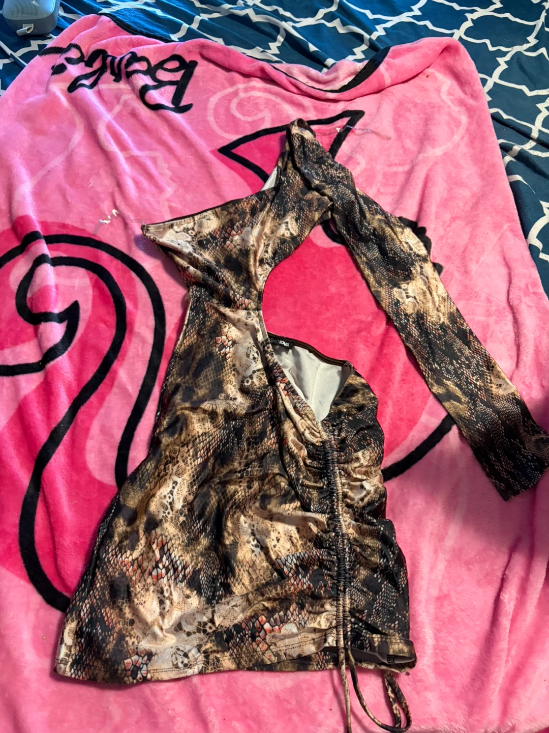 Fashion Nova Snake Print Ruched Dress