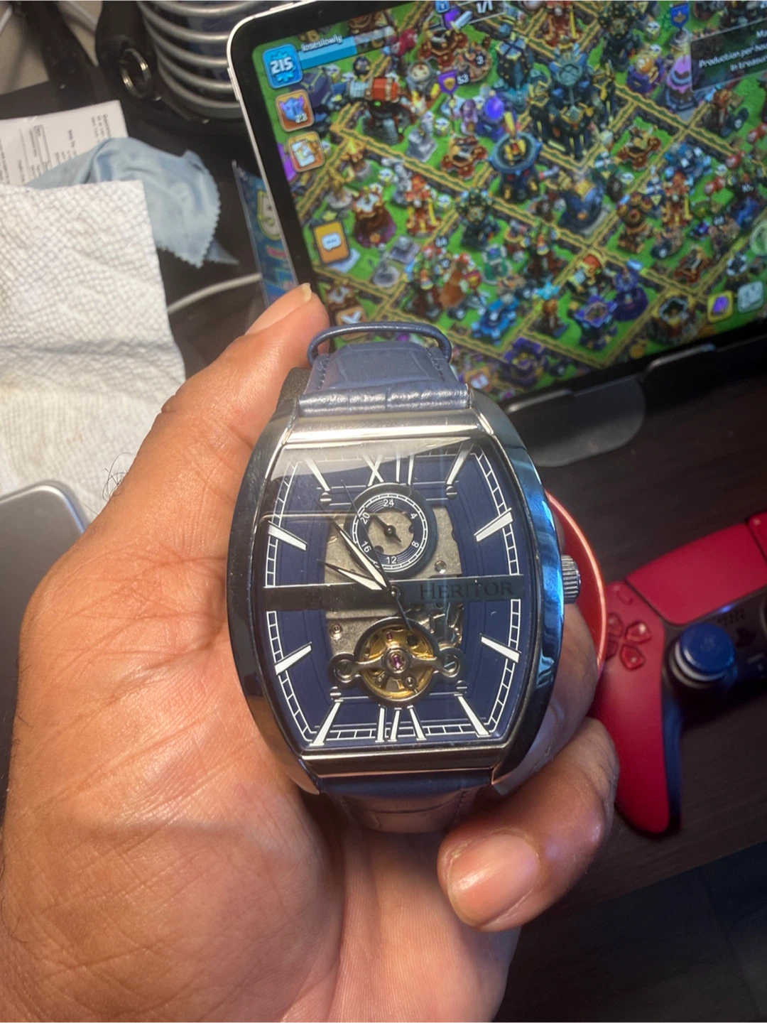 Heritor Automatic Masterson Skeleton Watch - Blue