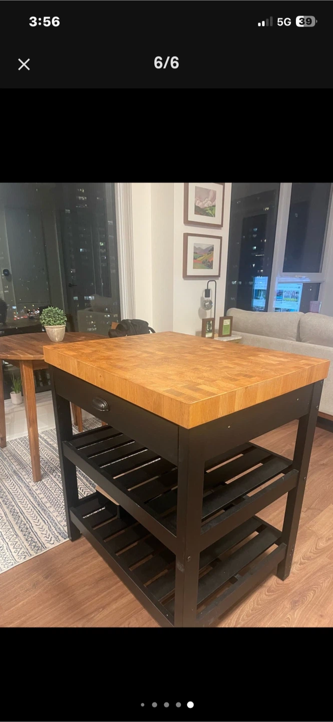 IKEA VADHOLMA Kitchen Island, Black/Oak - photo 3