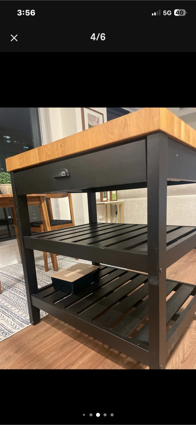 IKEA VADHOLMA Kitchen Island, Black/Oak - photo 5