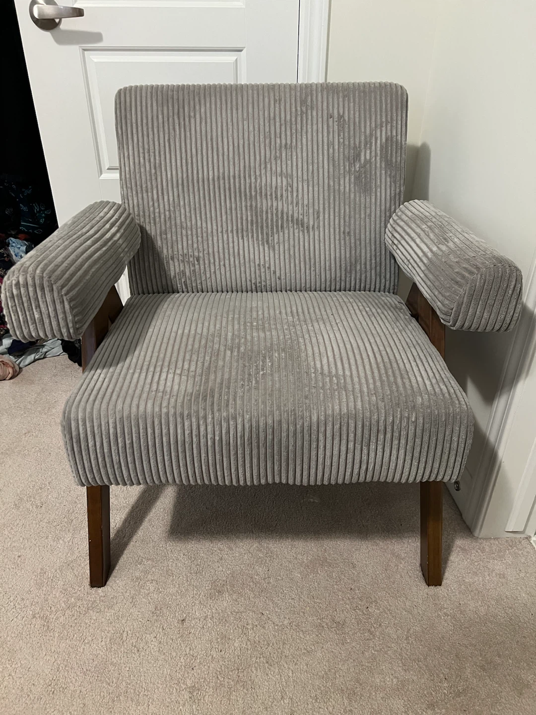 Grey Corduroy Accent Chair