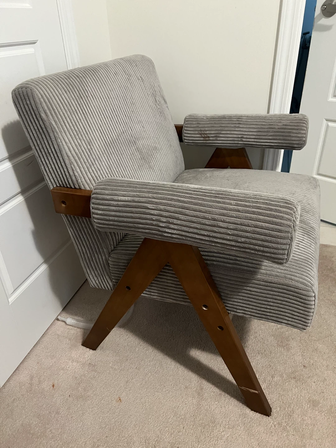 Grey Corduroy Accent Chair - photo 2