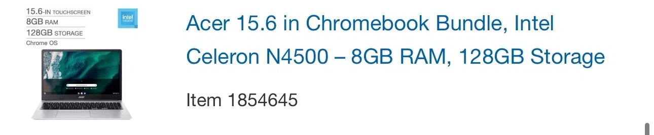 Acer 15.6" Chromebook Bundle - 8GB RAM, 128GB Storage - photo 2