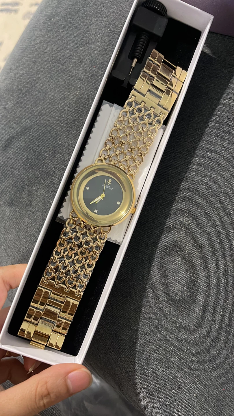 Goldtone "Idalust" Women's Watch with Black Face