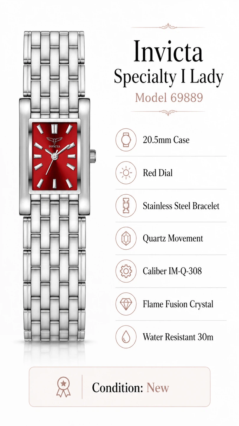 Invicta Specialty I 69889 Women’s 20.5mm Red Dial Silver Watch - photo 2