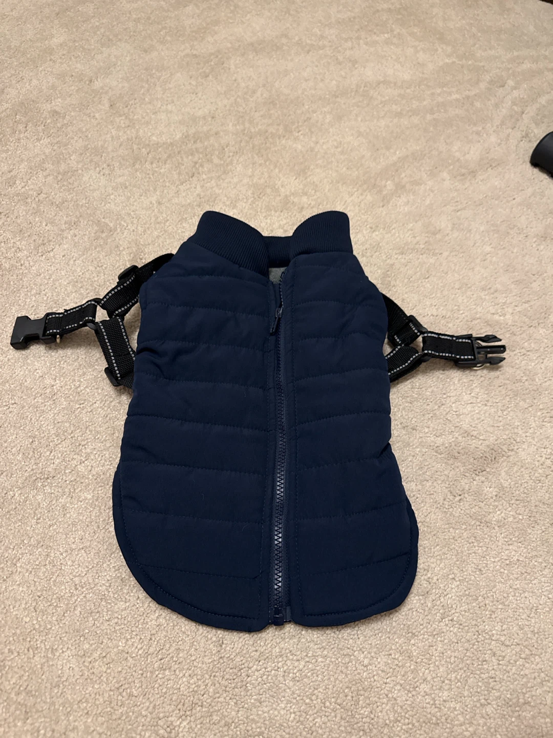 Navy Blue Dog Puffer Vest with Harness - photo 2