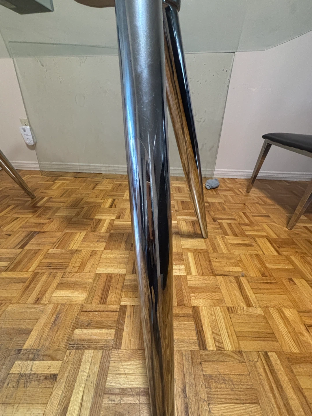Glass Dining Table with Chrome Legs - photo 2