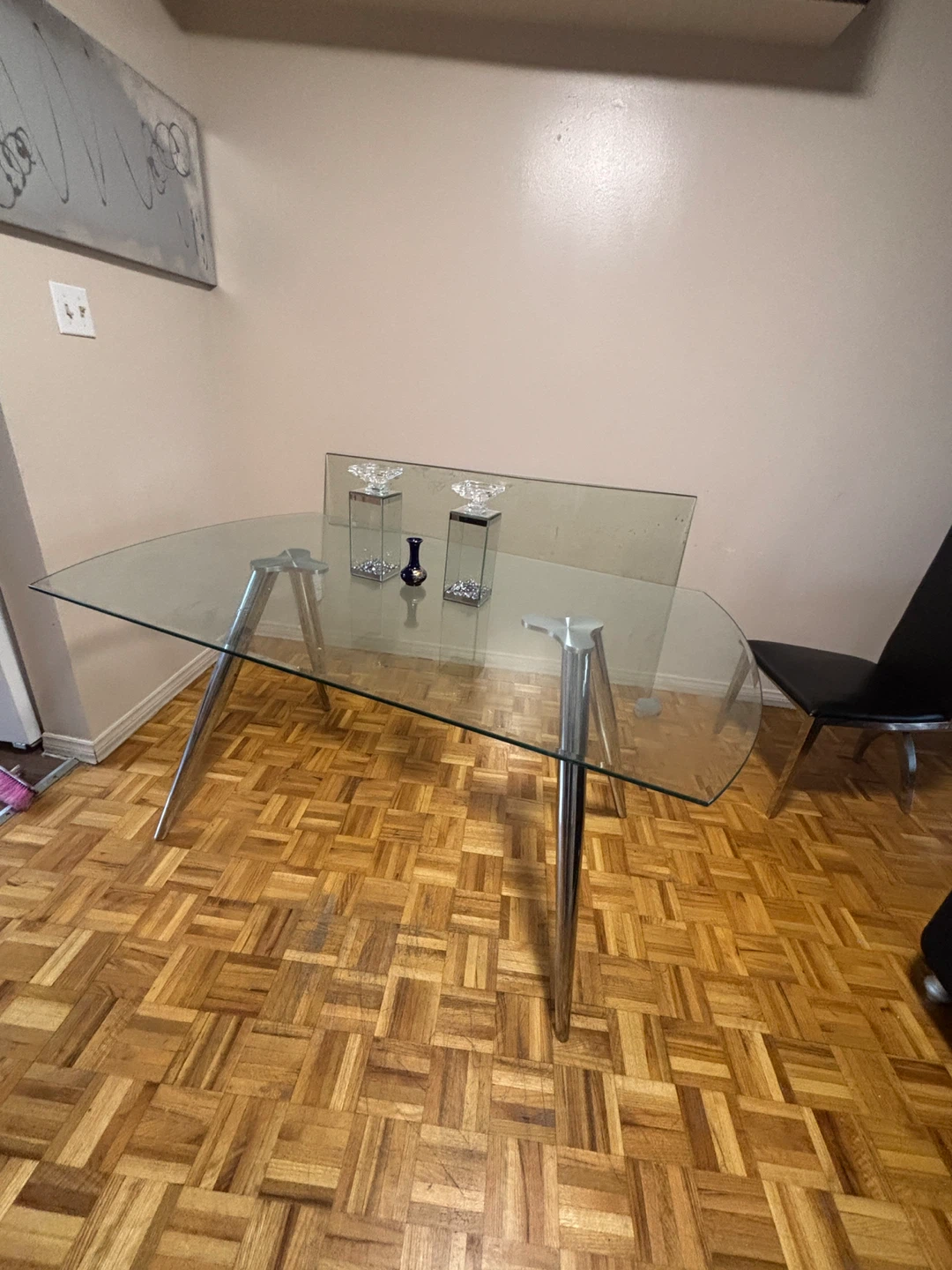 Glass Dining Table with Chrome Legs - photo 3