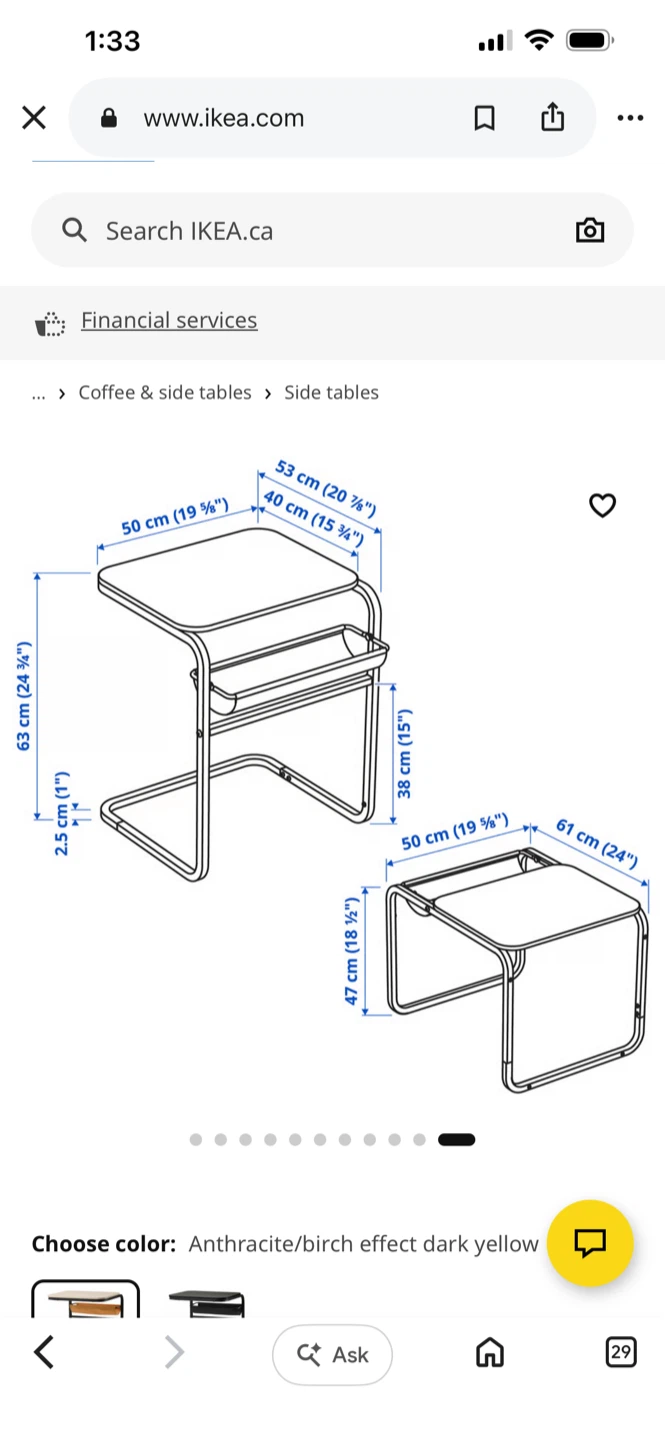 IKEA Side Table - Birch Look with Metal Legs - photo 2
