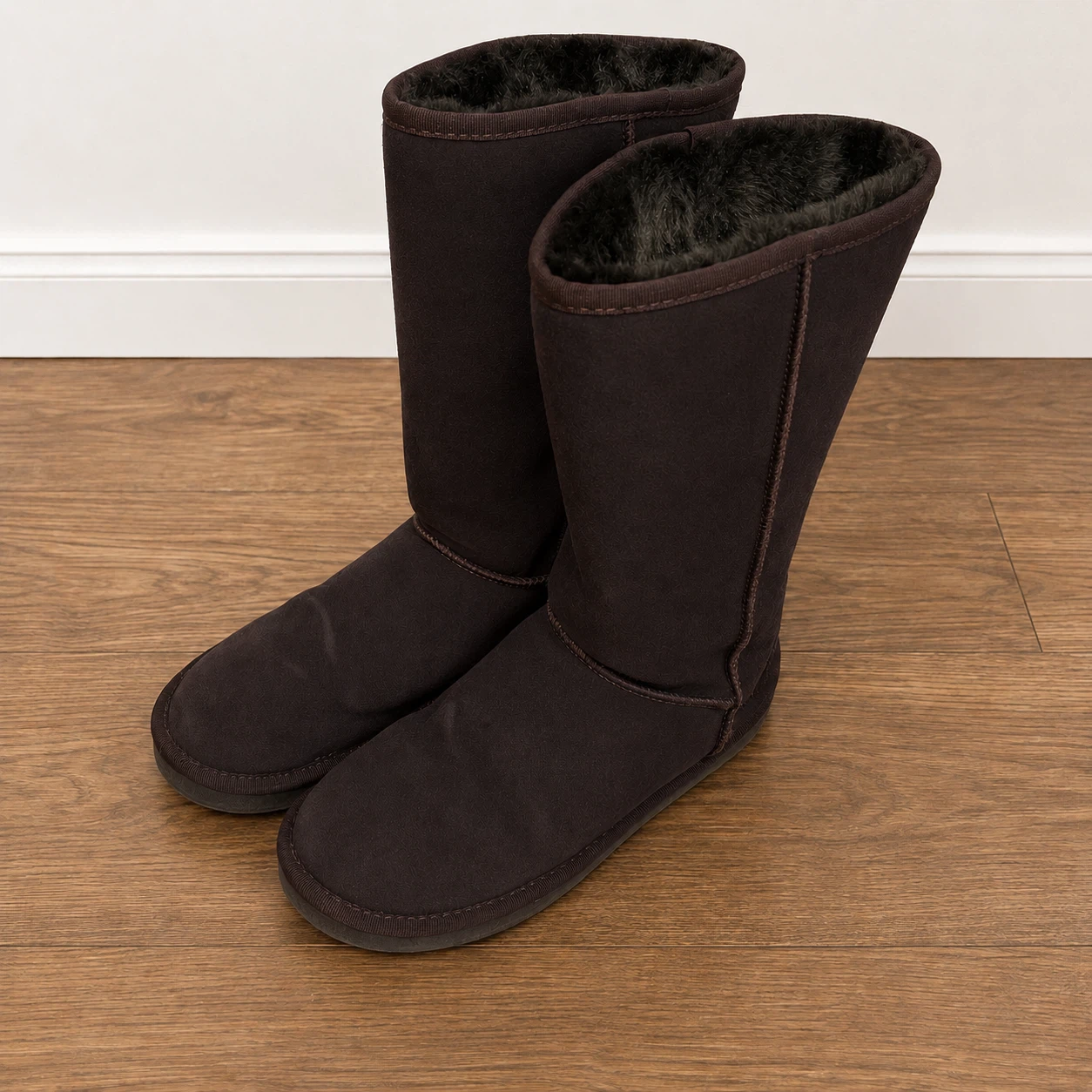Brown Faux Suede Winter Boots