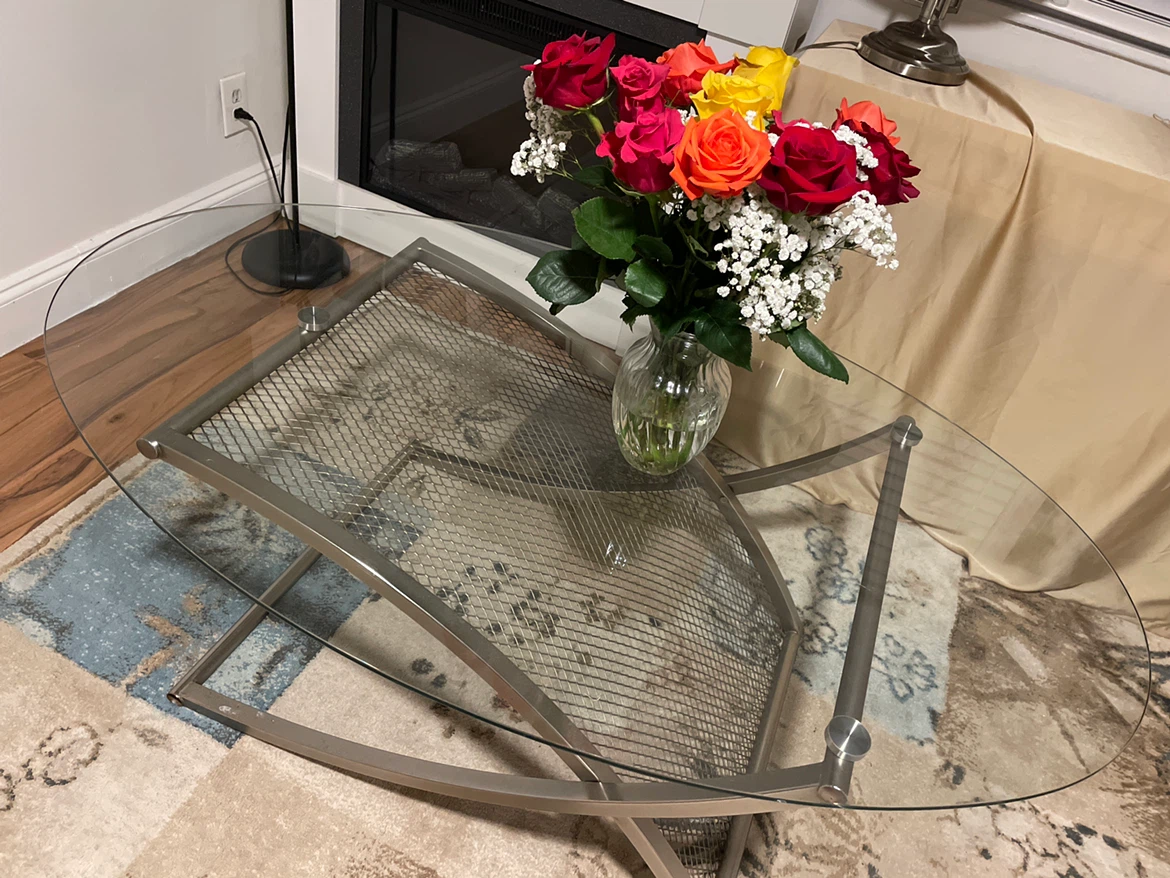 Glass Coffee Table with Metal Frame - photo 2