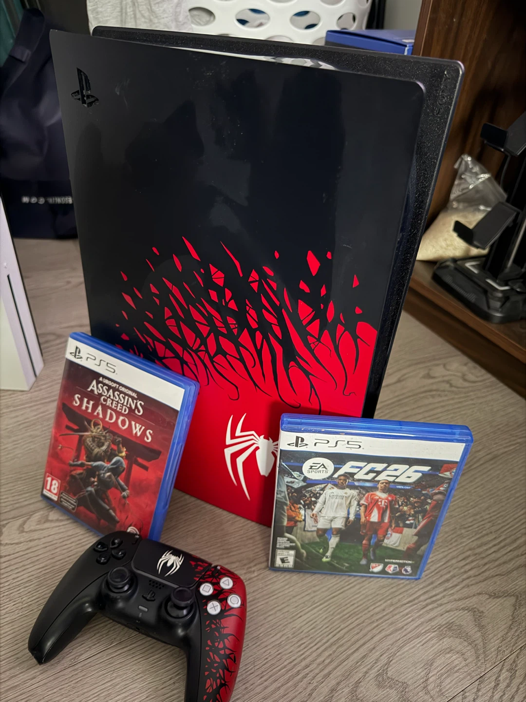 PS5 Console with Spider-Man Design and Games