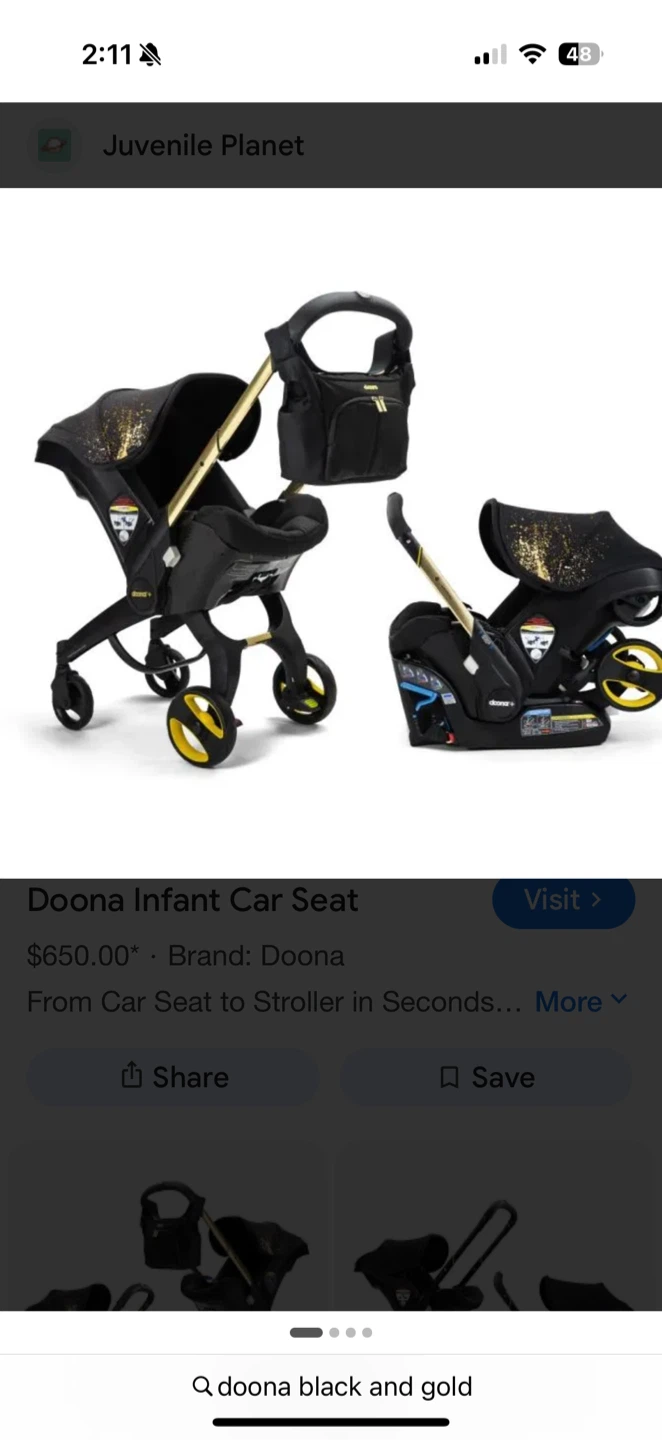 Doona Infant Car Seat Stroller Black and Gold