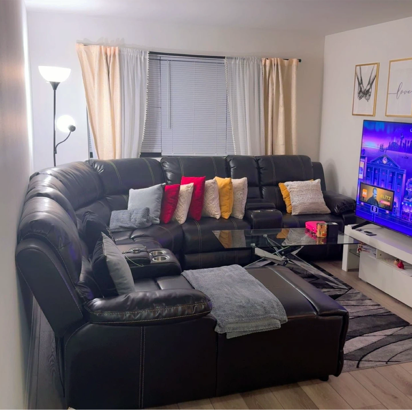 Black Leather Sectional Sofa