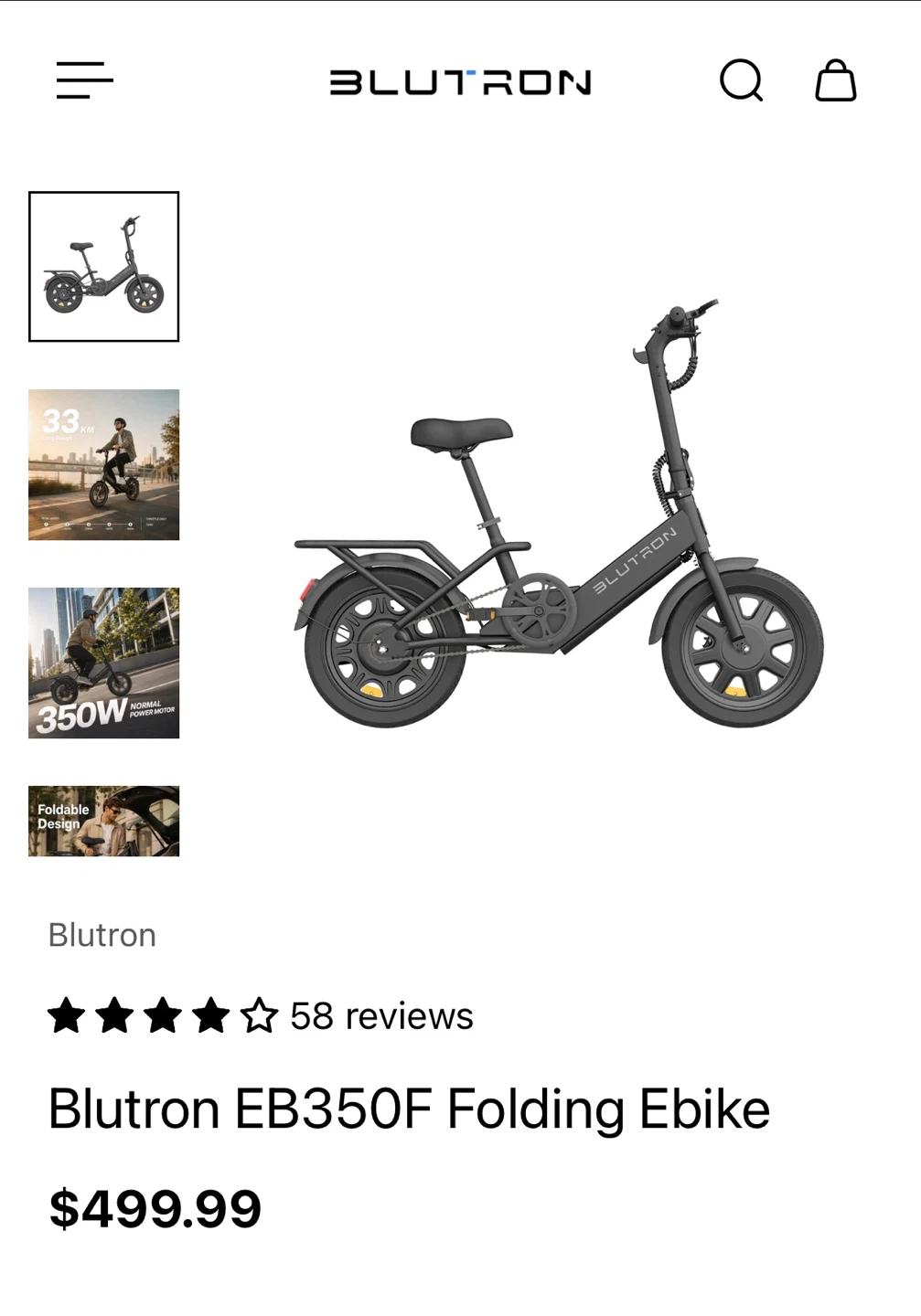 Blutron EB350F Folding Ebike