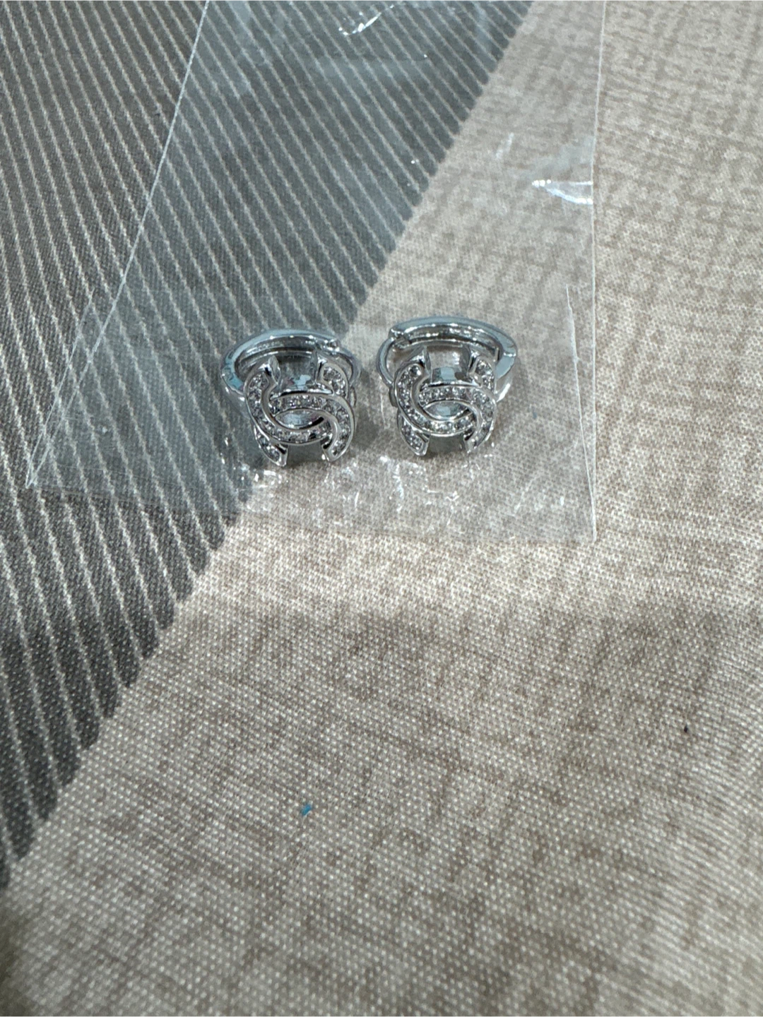 Gold CC Earrings with Rhinestones