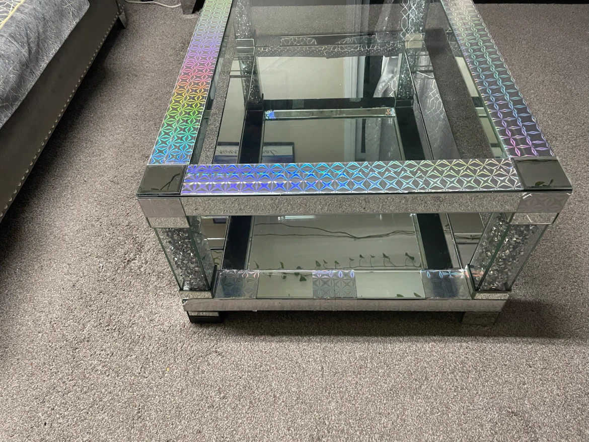 Mirrored Coffee Table with Crystal Accents - photo 3