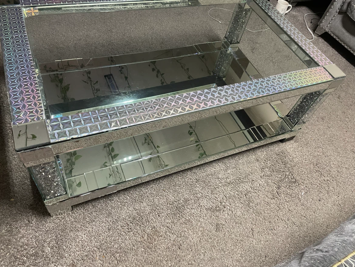 Mirrored Coffee Table with Crystal Accents - photo 4