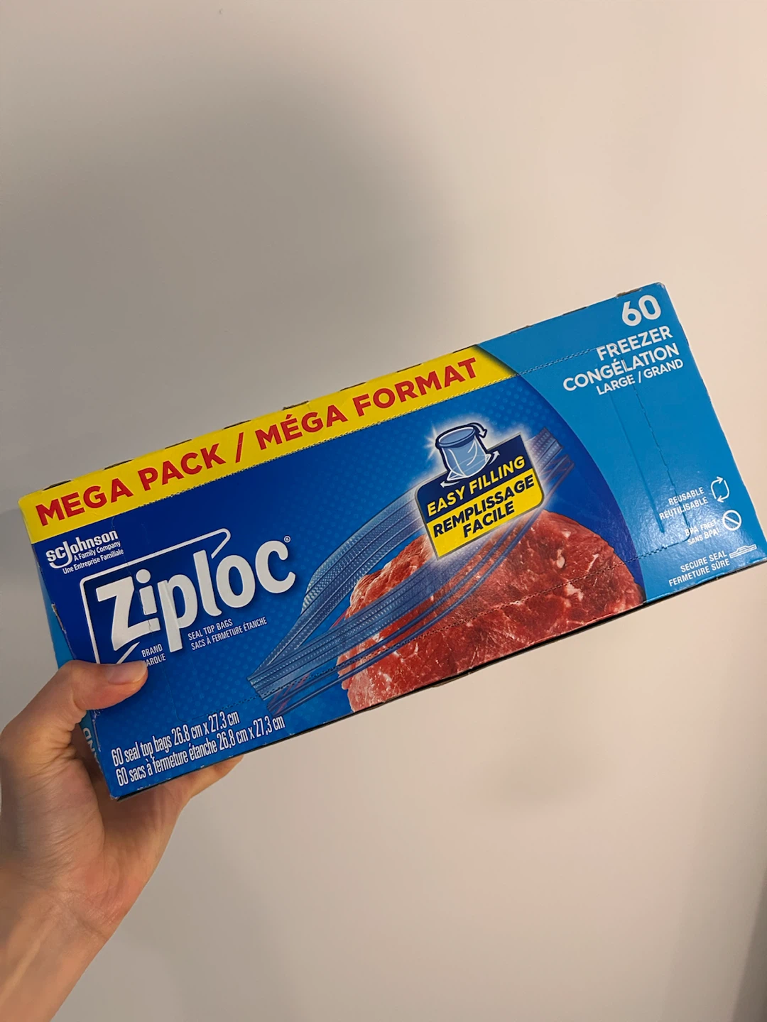 SC Johnson Large ziplock freezer bags 60 units