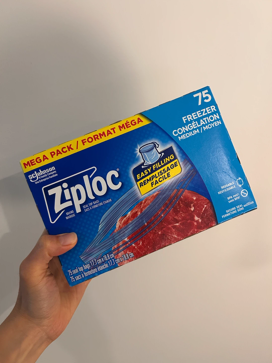 SC Johnson medium ziplock freezer bags 75 units