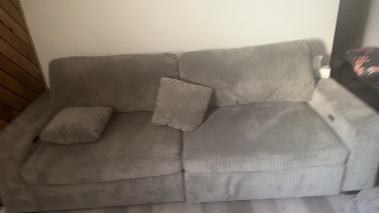 Grey Corduroy Sofa Sectional - photo 2