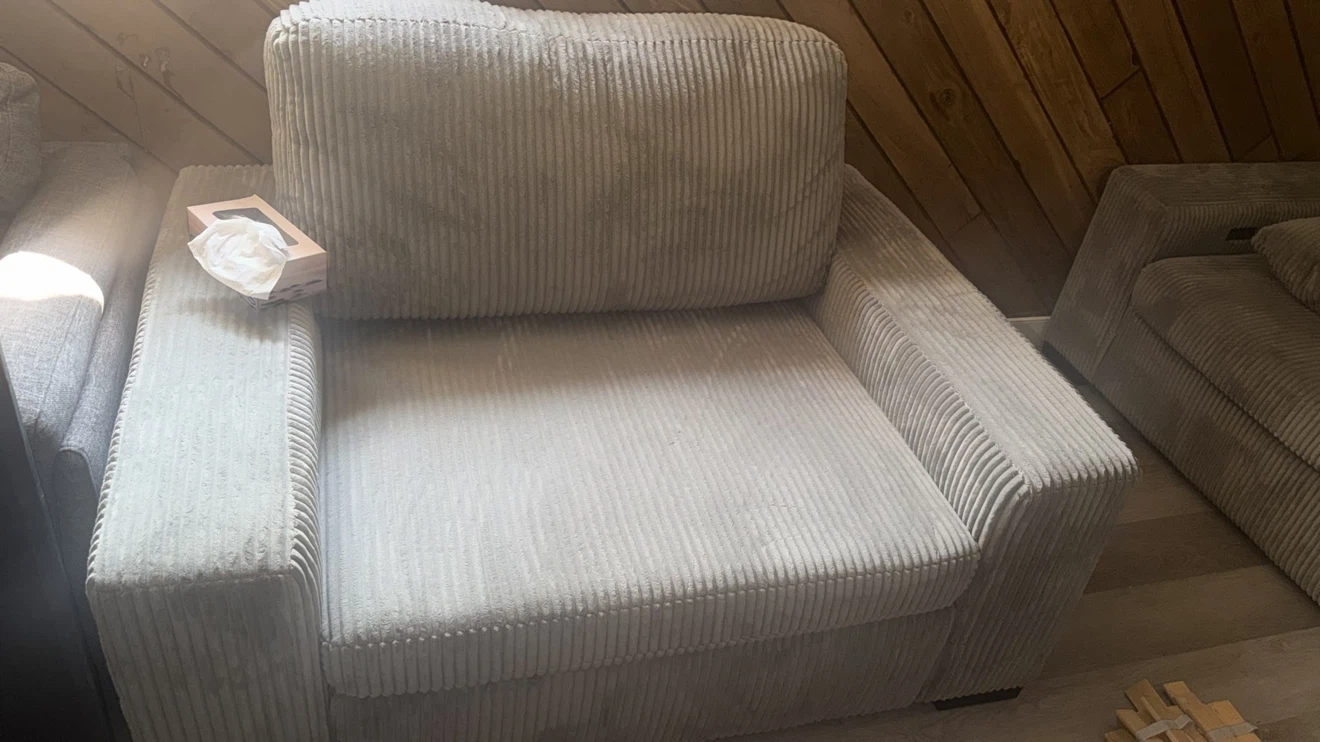 Grey Corduroy Sofa Sectional - photo 3