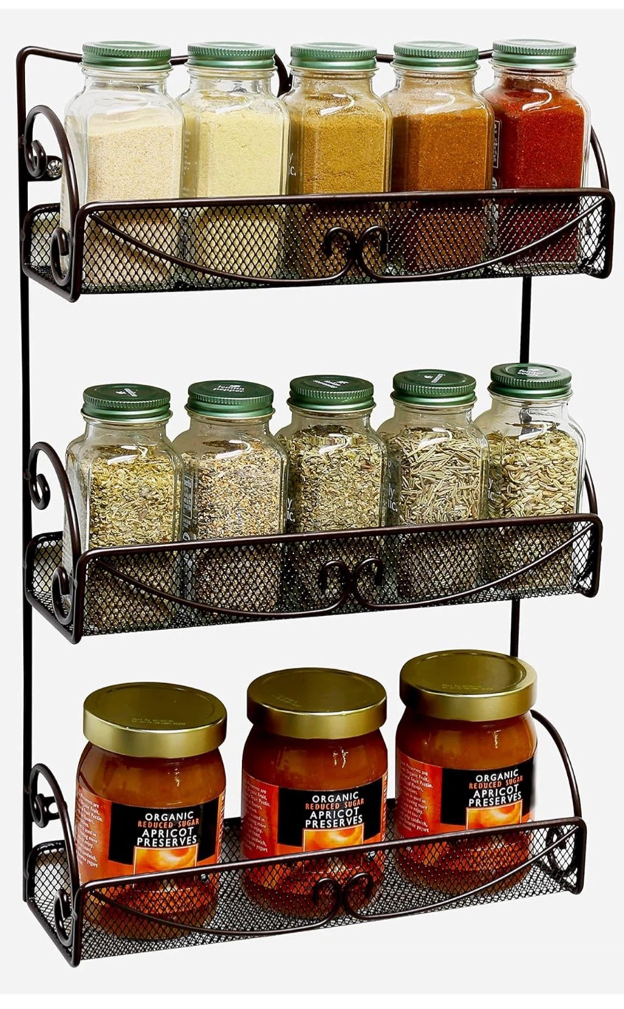 Deco Brothers 3 Tier Wall Mounted Hanging Spice Rack, Bronze - photo 4