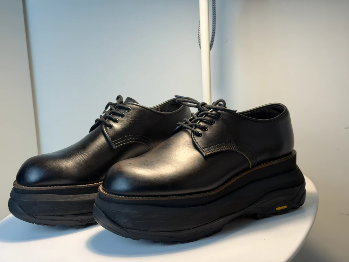 SACAI Black Platform Derby Shoes RUNWWY