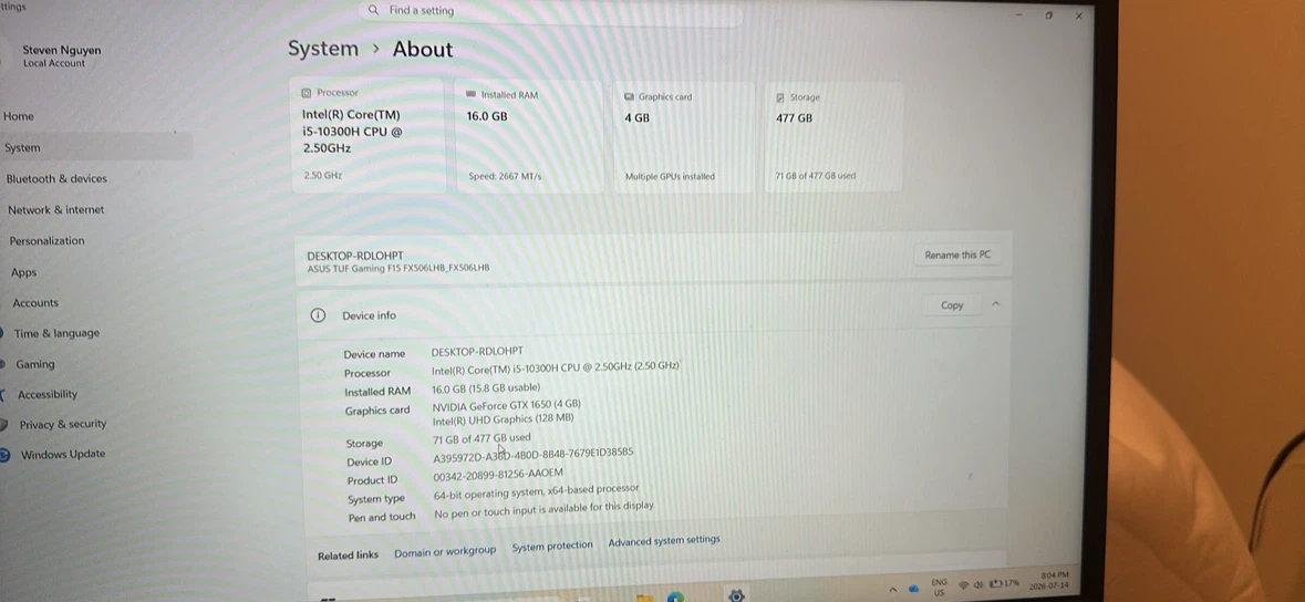 Asus tuf f15 gaming laptop - photo 2