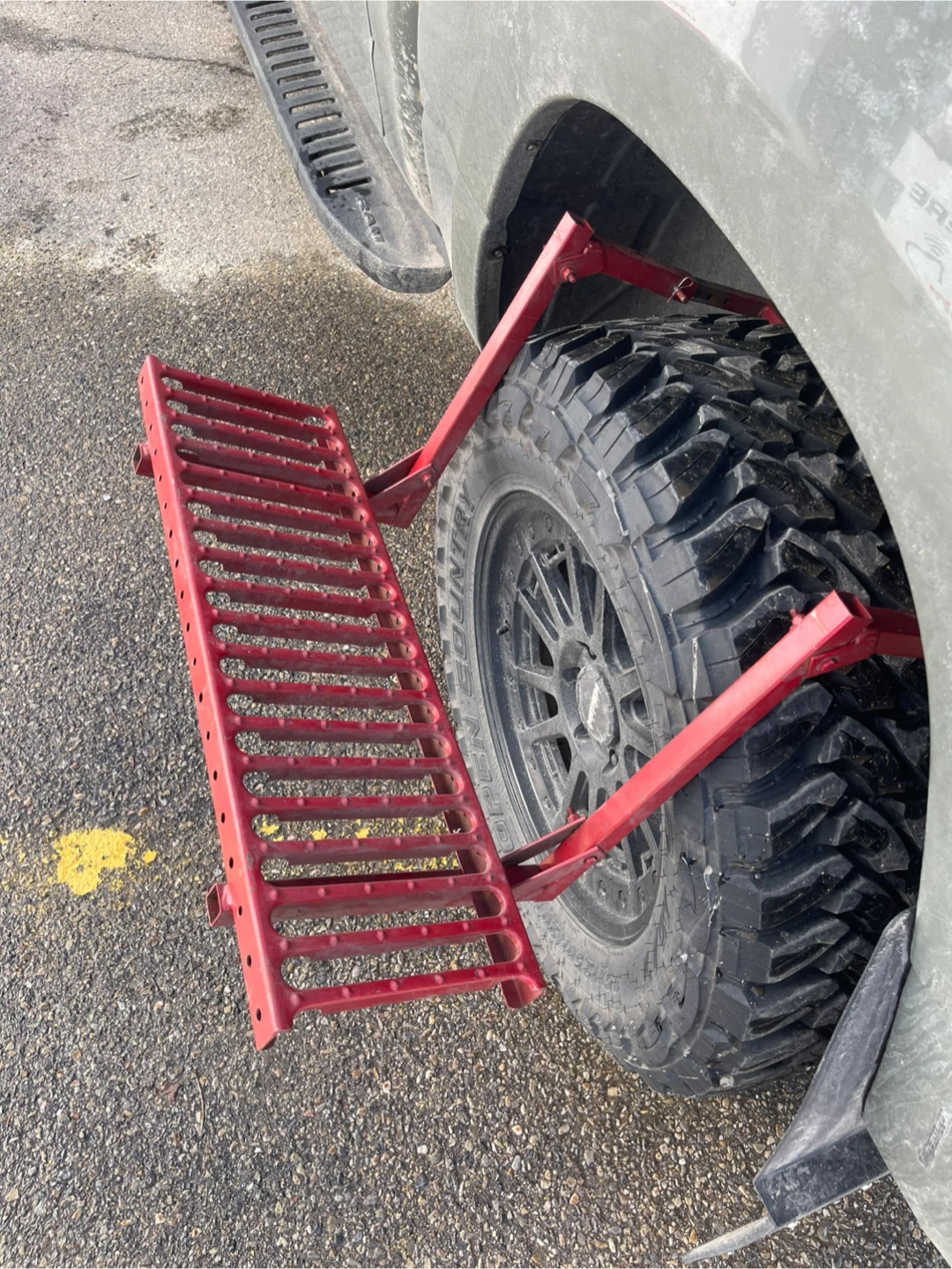 Red Metal Truck Bed Step / Platform