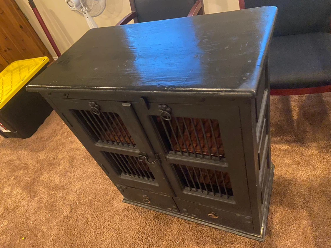 Vintage Black Wooden Dog Crate - photo 3