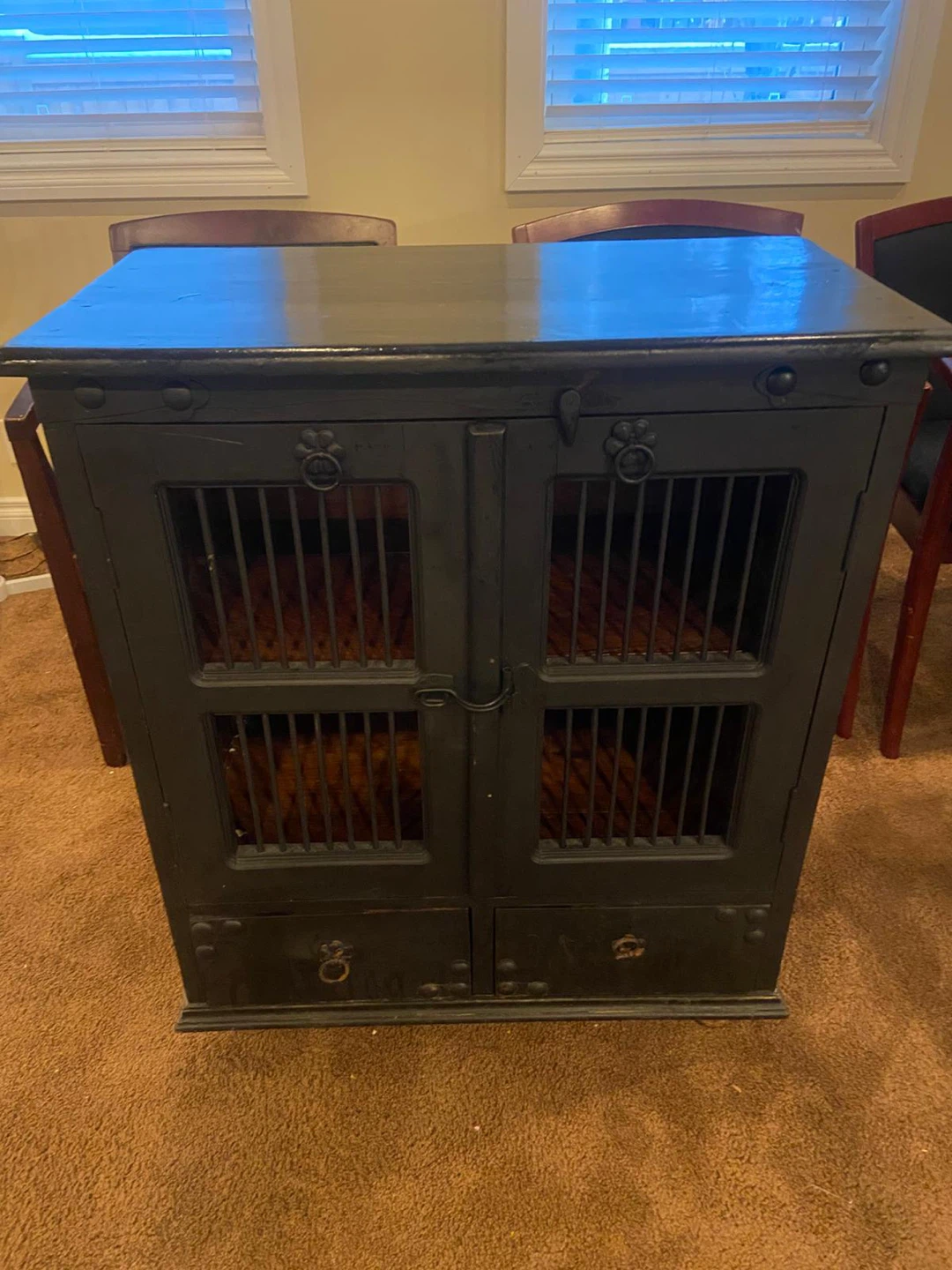 Vintage Black Wooden Dog Crate - photo 4