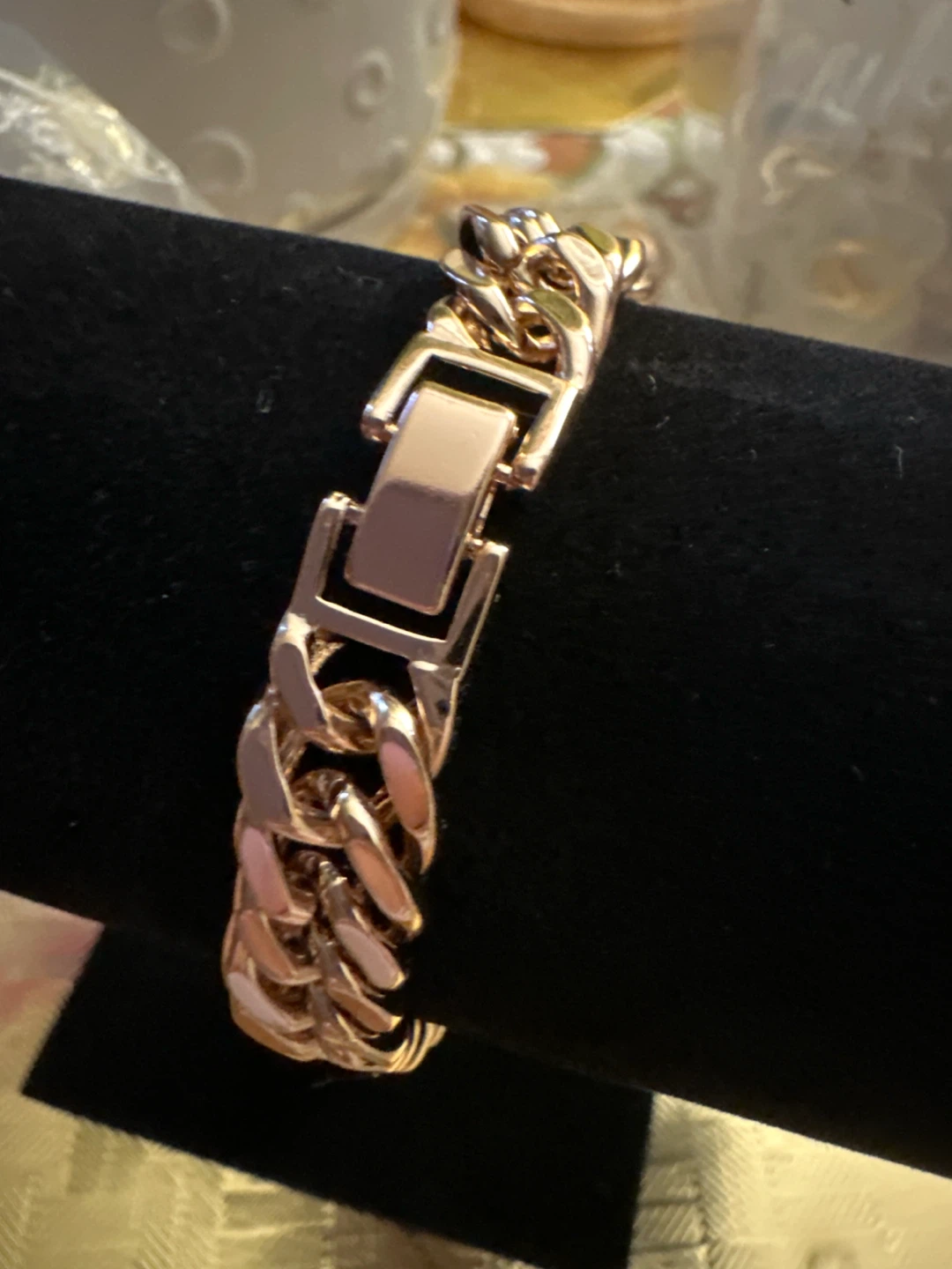 18k Rose Gold Tone laminated Cuban Link Bracelet - photo 2