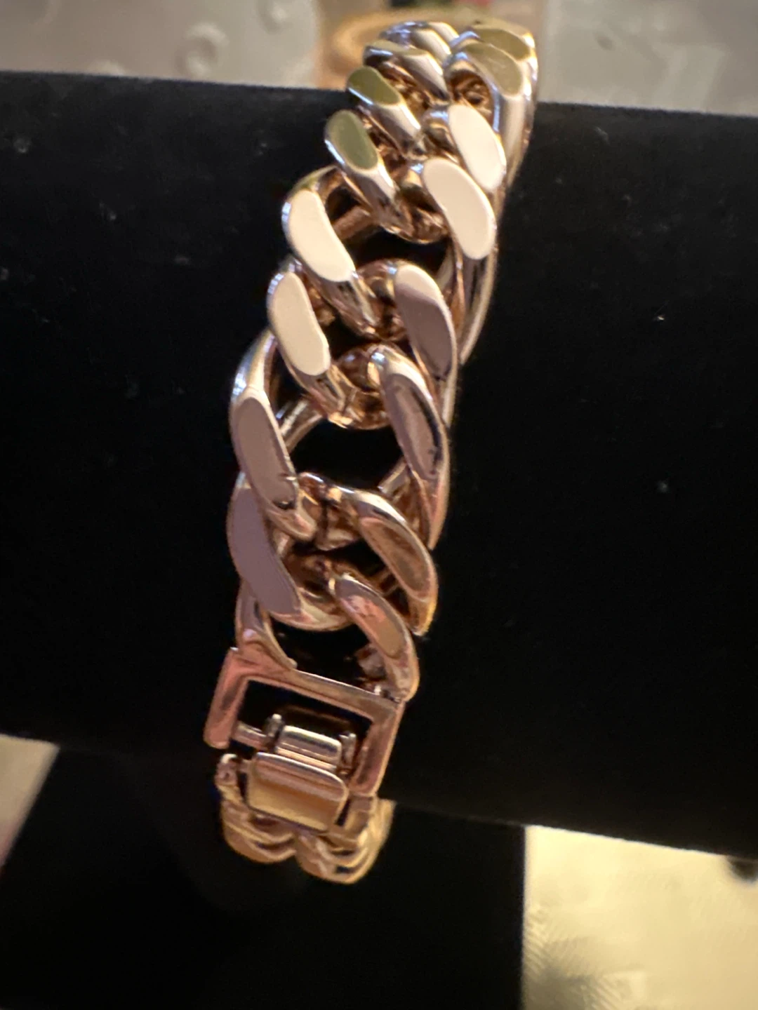 18k Rose Gold Tone laminated Cuban Link Bracelet - photo 3