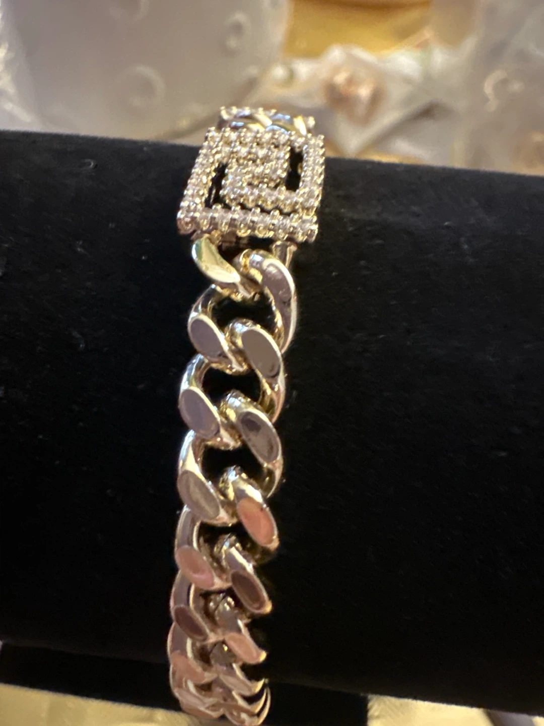 14k Gold- laminatedCuban Link Bracelet with CZ Accents - photo 2