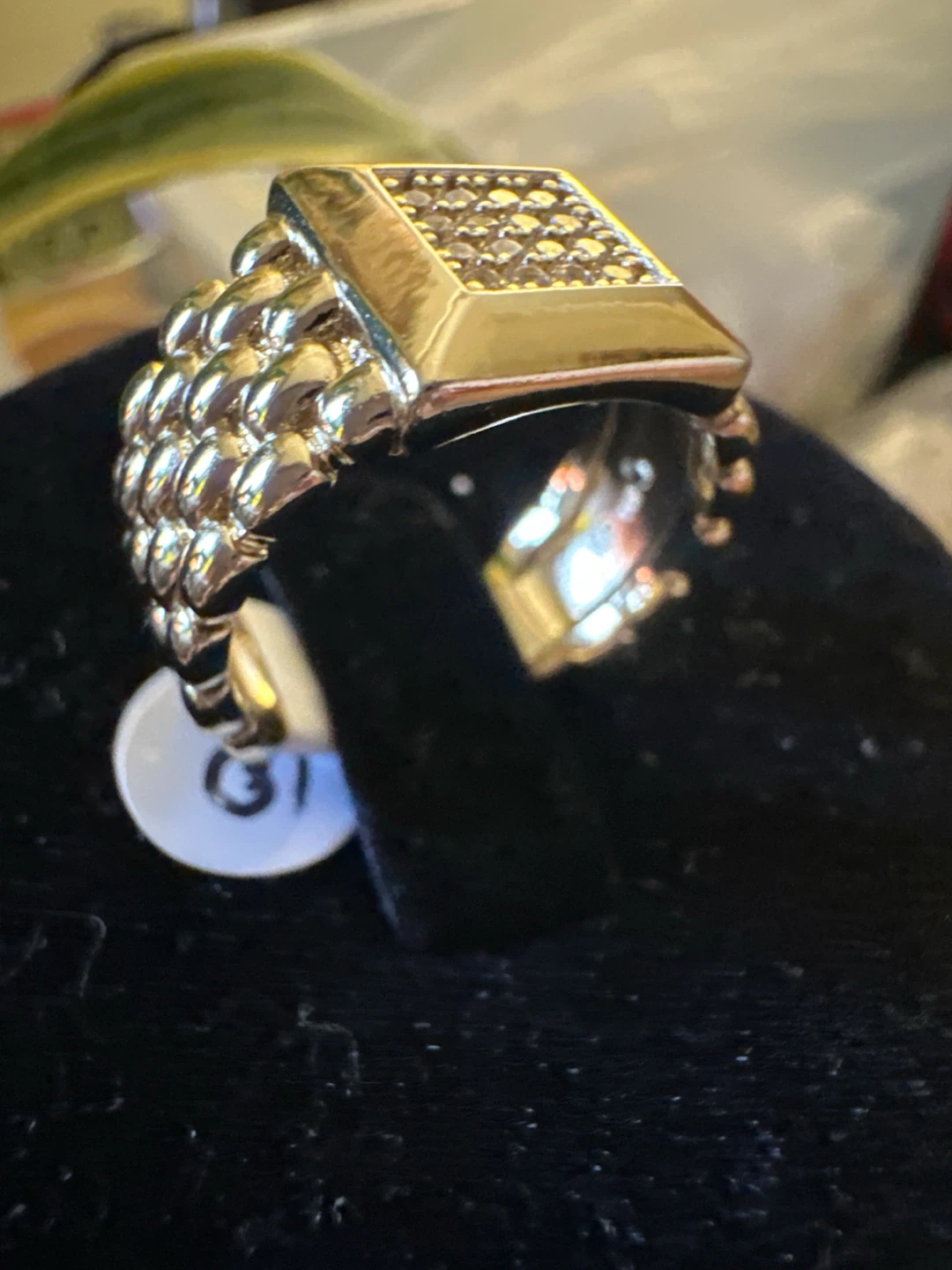 14k Gold-laminated statement ring with pave crystals - photo 2