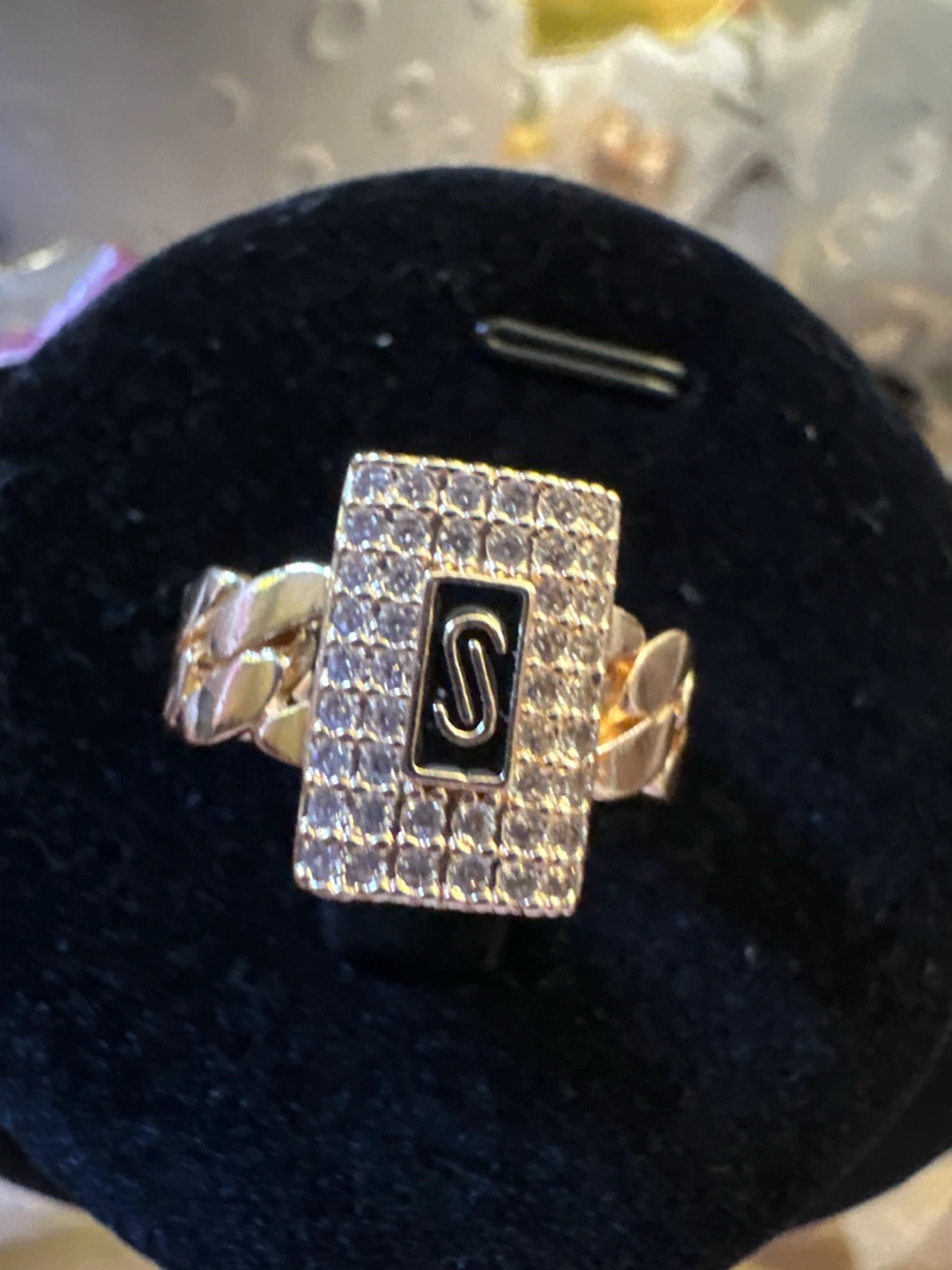 14k Gold laminated  Ring with 'S' Initial