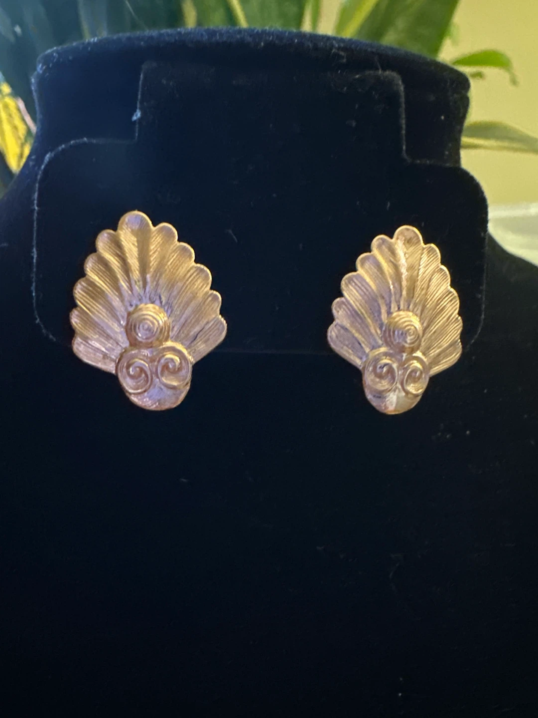 14k Rose Gold-tone laminated Fan Shell Earrings