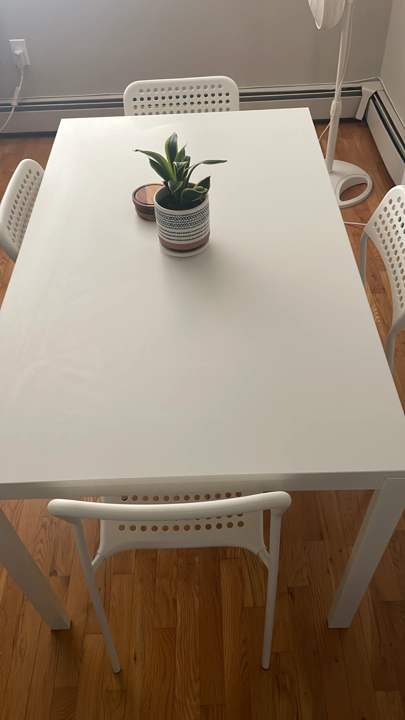 IKEA White Dining Table and Chairs Set
