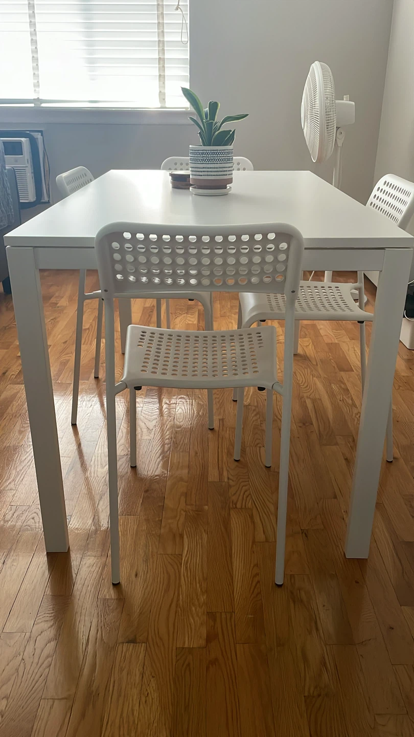 IKEA White Dining Table and Chairs Set - photo 2