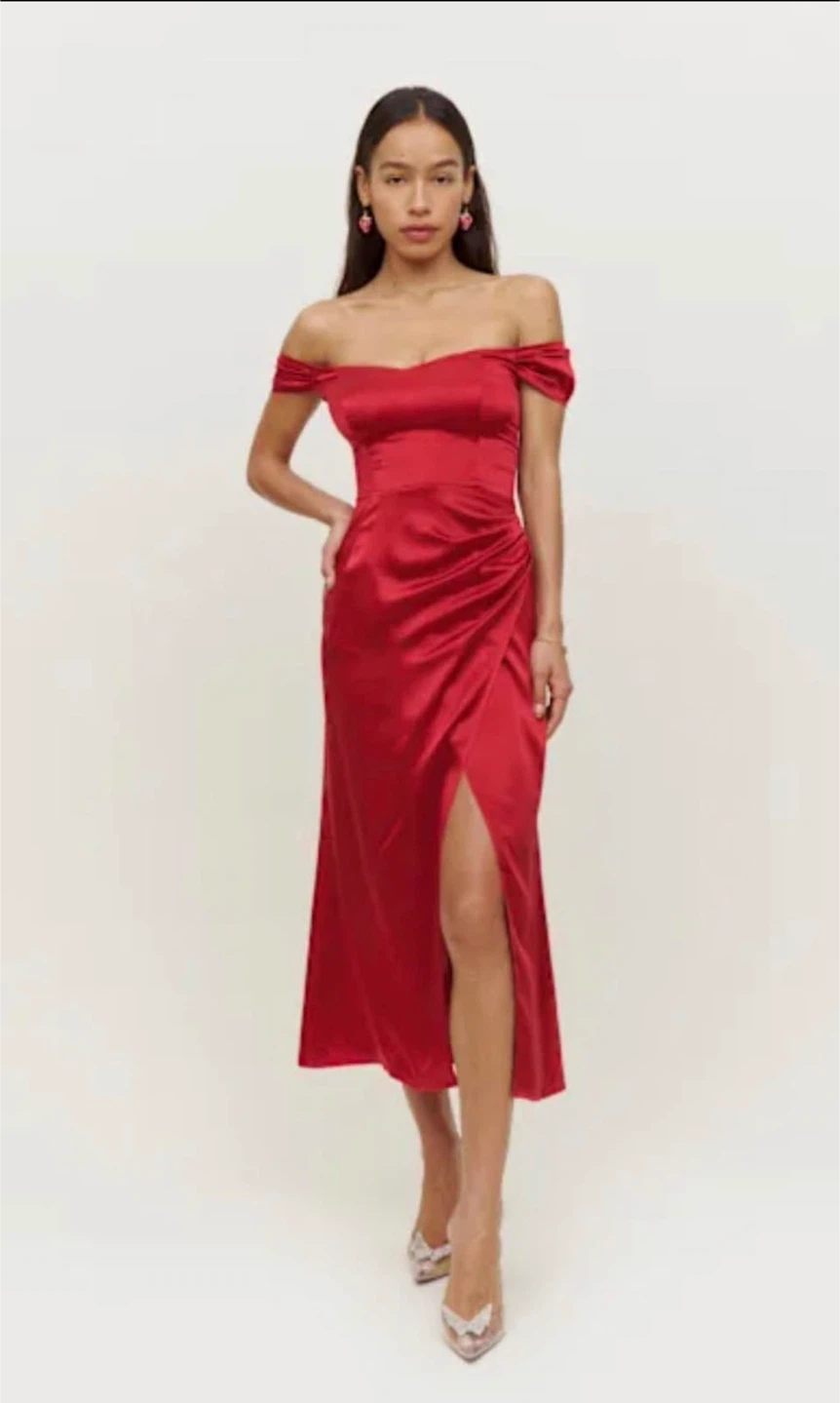 Reformation Genesis Red Silk Dress