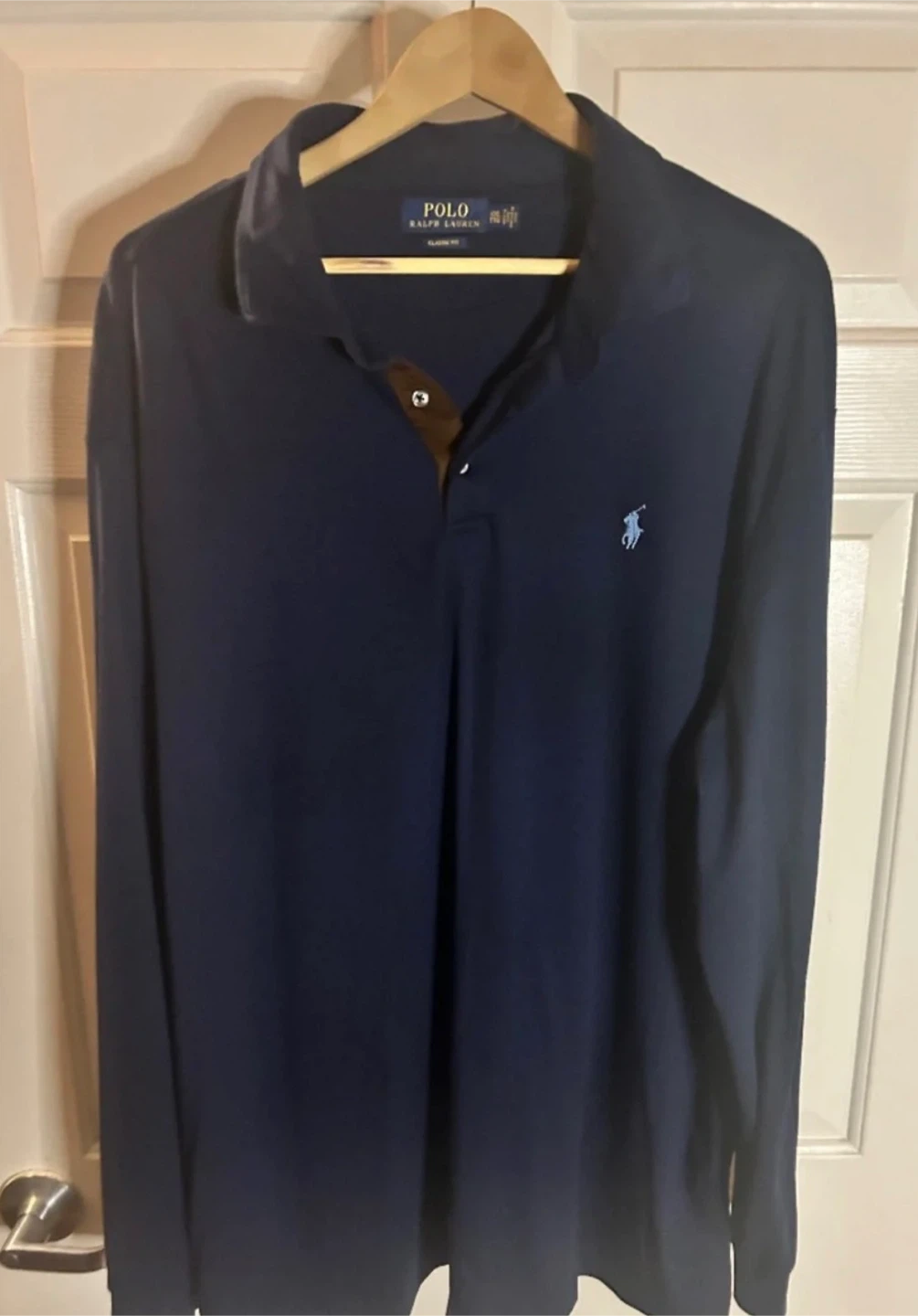Polo Ralph Lauren Long Sleeve Polo Shirt - Navy Blue - XXL