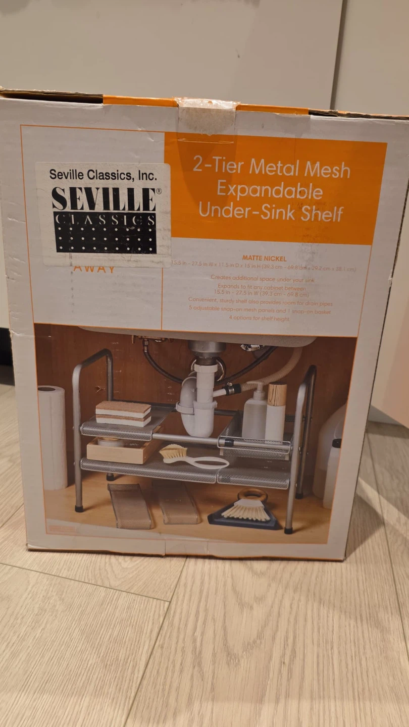 Seville Classics 2-Tier Metal Mesh Expandable Under-Sink Shelf