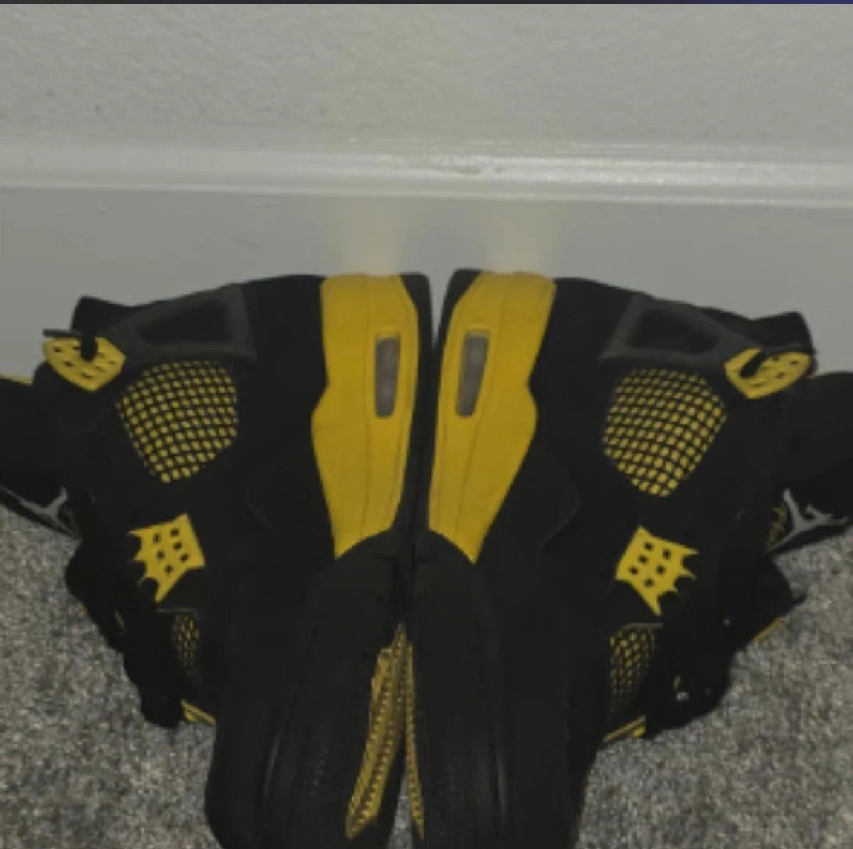 Air Jordan 4 Black Yellow Retro Sneakers - photo 2