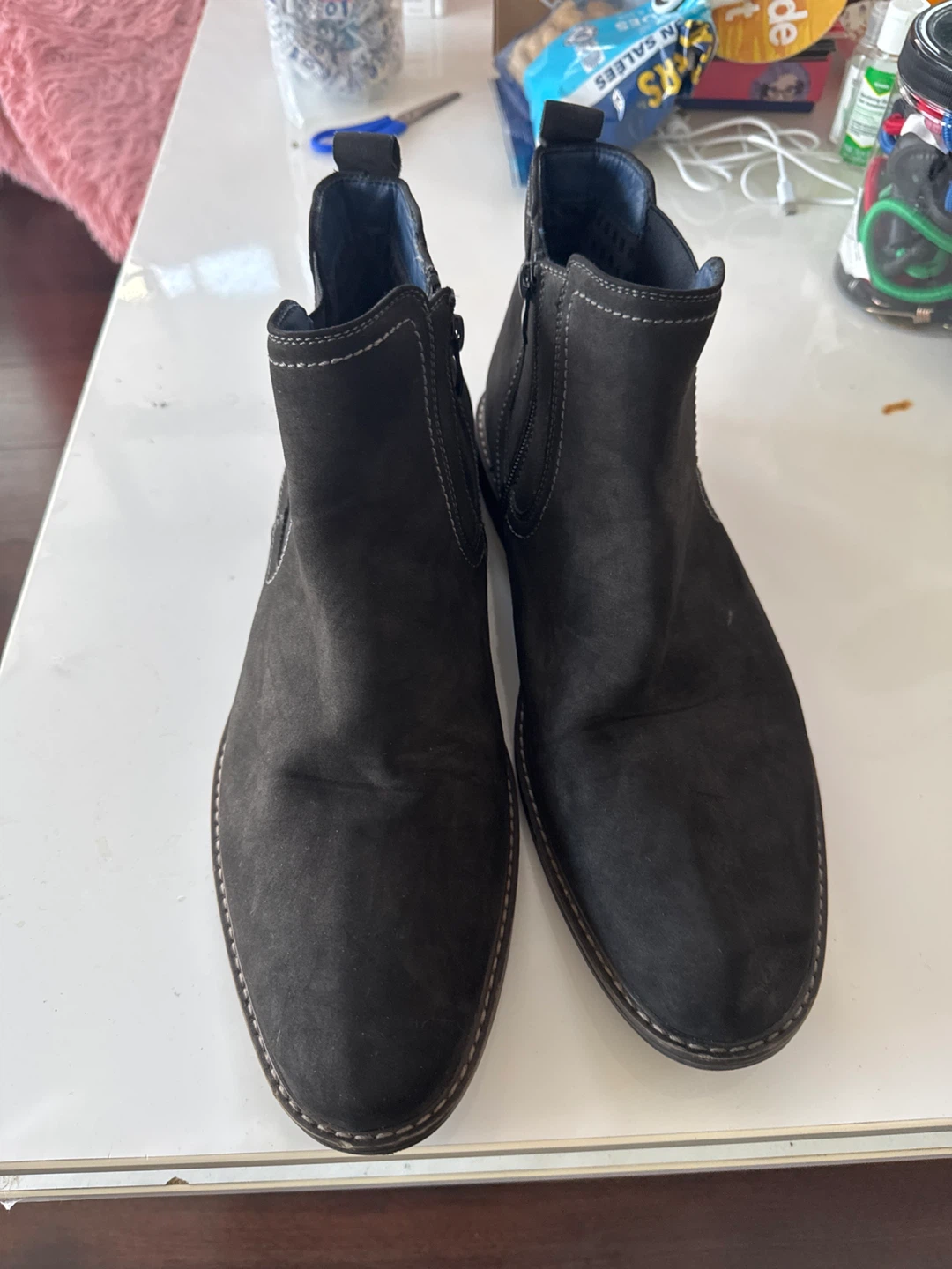 Wellon Black Suede Chelsea Boots