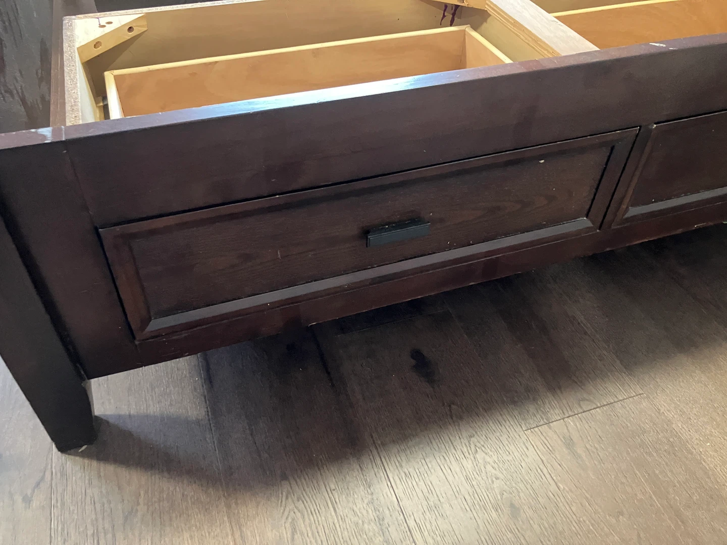 Dark Wood Storage Bed Frame with Headboard - photo 4