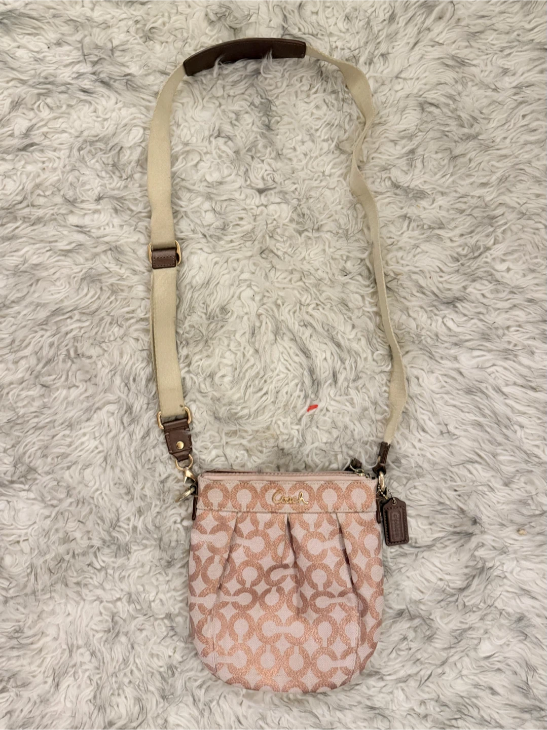 Coach Signature Crossbody Mini Bag - Blush Pink / Bronze