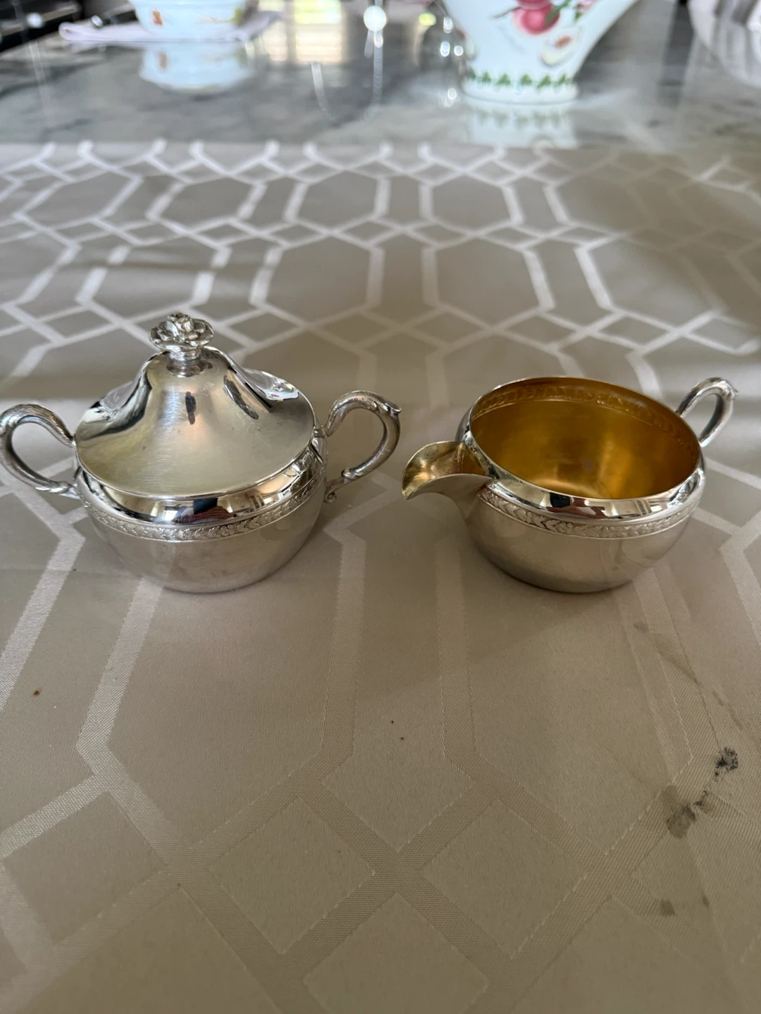 Silver Sugar Bowl and Creamer Set